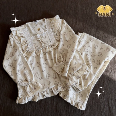 Bộ Đồ Ngủ Nữ Pijama Chất Đũi Vân Mây Tiểu Thư HANI Babydoll Đáng Yêu Size 40-90kg Mềm Mịn Mát Giá 145k 7
