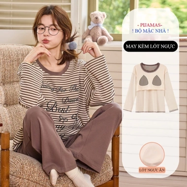 Bộ Đồ Ngủ Nữ Pijama Dài Tay Mút Ngực TIMI62 – Cao Cấp, Giá Ưu Đãi 305.000₫