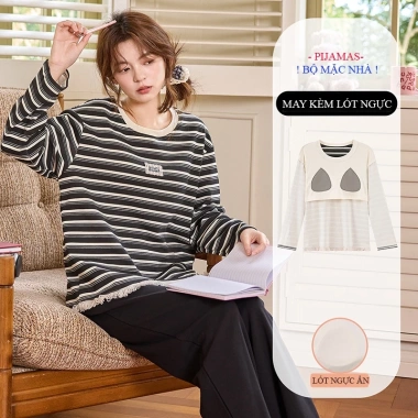 Bộ Đồ Ngủ Nữ Pijama Dài Tay Mút Ngực TIMI62 – Cao Cấp, Giá Ưu Đãi 305.000₫