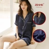 Bộ đồ ngủ nữ Pijama lụa cộc đùi ZENME PJC223 - Cao cấp, mát mẻ, chỉ 209.000đ 4
