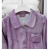 Bộ đồ ngủ nữ Pyjama lụa MANGO Y849A tay dài màu tím loang cổ vòng - Giá chỉ 207.200₫ 2