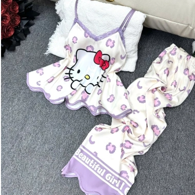 Bộ Đồ Ngủ Nữ SOON Lụa 2 Dây Viền Gợn Quần Dài dưới 65kg - Mềm Mịn Cao Cấp, 195k 5
