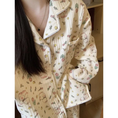 Bộ đồ ngủ nữ SUNNY trần bông siêu ấm, dài tay hoạ tiết dễ thương, mặc nhà thoải mái 3