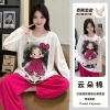 Bộ Đồ Ngủ Nữ Tay Dài Vải Mây Cotton Đệm Ngực, Form Rộng Size Lớn, Họa Tiết Hoạt Hình Dễ Thương, Giá 105k 10