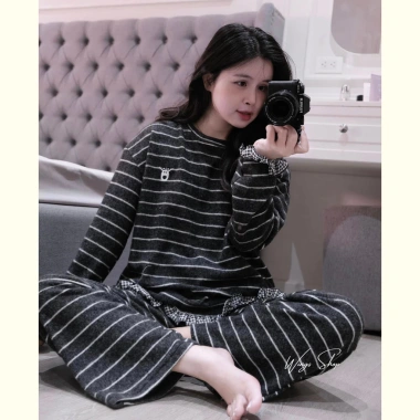 Bộ đồ ngủ nữ thu đông cotton dày dặn mềm mại không bai xù - Hot Hit - Wings Shop