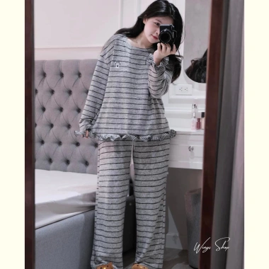 Bộ đồ ngủ nữ thu đông cotton dày dặn mềm mại không bai xù - Hot Hit - Wings Shop