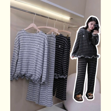 Bộ đồ ngủ nữ thu đông cotton dày dặn mềm mại không bai xù - Hot Hit - Wings Shop
