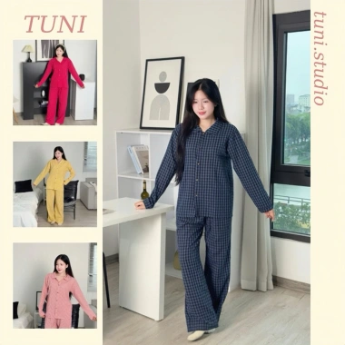 Bộ Đồ Ngủ Nữ Xốp Cotton Dài Form Rộng 4 Mùa Hàn Quốc Tuni.studio T03 Giá chỉ 135k