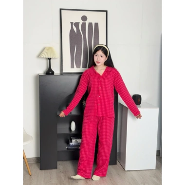 Bộ Đồ Ngủ Nữ Xốp Cotton Dài Form Rộng 4 Mùa Hàn Quốc Tuni.studio T03 Giá chỉ 135k