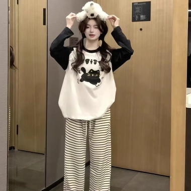 Bộ đồ ngủ nữ xuân thu dài tay quần mỏng lụa sữa loungewear thoải mái giá ưu đãi 125k