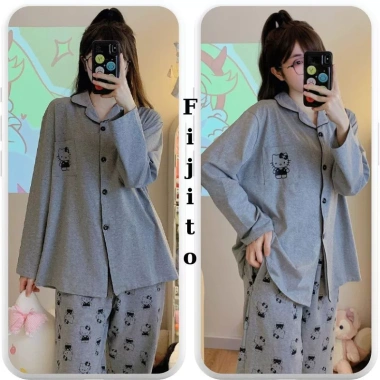 Bộ đồ ngủ pijama cotton nữ tay dài in hình Kitty FIJITO HCOM369 cao cấp giá 189k