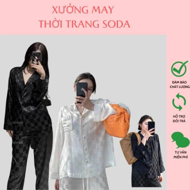 Bộ Đồ Ngủ Pijama Lụa Gấm Cao Cấp Áo Dài - Quần Dài Giá Ưu Đãi 129k