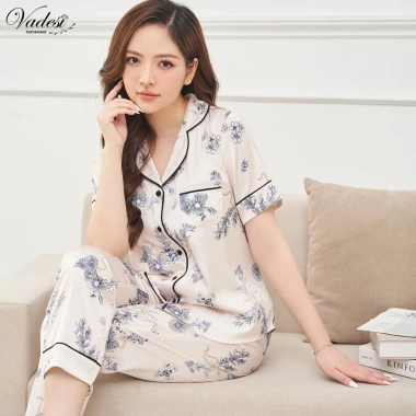 Bộ Đồ Ngủ Pijama Nữ VADESI Quần Dài Tay Ngắn Lụa Mềm Mịn Thấm Hút Thoáng Mát 539k