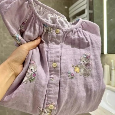 Bộ đồ ngủ pyjama dài tay thỏ tím 012 - Siêu mềm, giảm giá 17% chỉ 195.020 VND