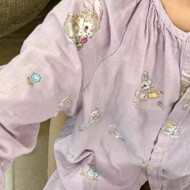 Bộ đồ ngủ pyjama dài tay thỏ tím 012 - Siêu mềm, giảm giá 17% chỉ 195.020 VND