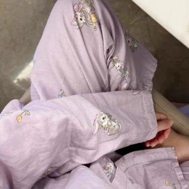Bộ đồ ngủ pyjama dài tay thỏ tím 012 - Siêu mềm, giảm giá 17% chỉ 195.020 VND