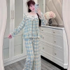 Bộ đồ ngủ Sammy DDCR02 kẻ caro, cổ ren 2 tầng, chất đũi nhung cho nữ - Giá 165k 6