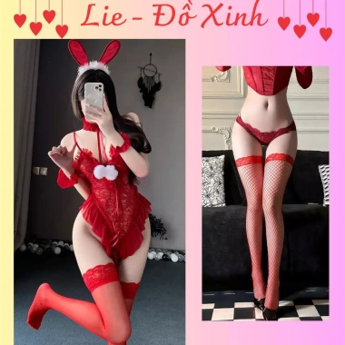 Bộ Đồ Ngủ Sexy Thỏ Hồng L73 - Bodysuit, Tặng Tai Thỏ và Phụ Kiện, Giá 139k