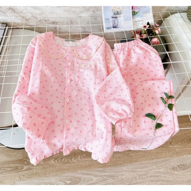 Bộ Đồ Ngủ Tay Dài Vải Lụa Cotton Dễ Thương Cho Nữ - Giá Gốc 229k, Giảm 179k