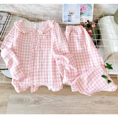 Bộ Đồ Ngủ Tay Dài Vải Lụa Cotton Dễ Thương Cho Nữ - Giá Gốc 229k, Giảm 179k