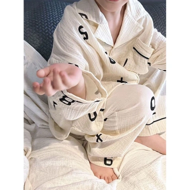 Bộ đồ ngủ tối giản cho trẻ em, quần dài tay, set gia đình, giá ưu đãi 329k VND 7