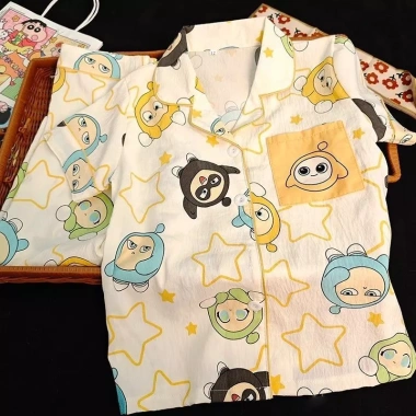 Bộ Đồ Ngủ Trẻ Em Mùa Hè Mây Cotton Tay Ngắn và Quần Short Mỏng 2 Bộ Giá 158.071đ 10