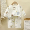 Bộ đồ ngủ trẻ em mùa hè mỏng homewear, thiết kế thoáng mát áo 3/4 cho bé trai và bé gái, thích hợp phòng máy lạnh - Giá ưu đãi 100.041₫