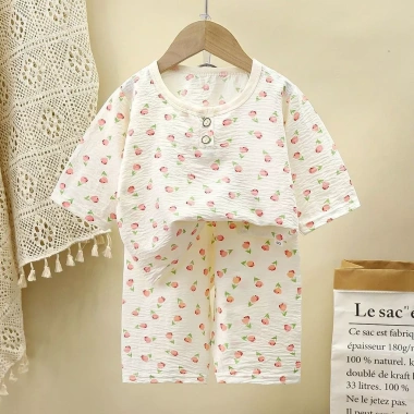 Bộ đồ ngủ trẻ em mùa hè mỏng homewear, thiết kế thoáng mát áo 3/4 cho bé trai và bé gái, thích hợp phòng máy lạnh - Giá ưu đãi 100.041₫ 6