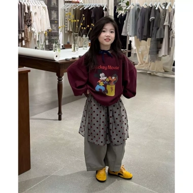 Bộ đồ nỉ hoạt hình Hàn Quốc cho bé, top dài tay + sweatpants thời trang mùa thu, giảm còn 230.871₫