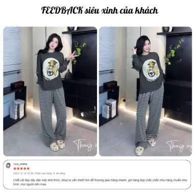 Bộ đồ nữ áo thun dài tay in hình form rộng và quần sọc ống suông trẻ trung LILY HCOM26.840 - 239k 9 Bộ đồ nữ áo thun dài tay in hình form rộng và quần sọc ống suông trẻ trung LILY HCOM26.840 - 239k 9