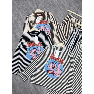 Bộ Đồ Nữ Áo Thun Kẻ Ngang PoPePy Cute Mix Ren Freesize - Siêu Đẹp Giá 229k