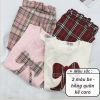 Bộ đồ nữ cotton nơ mix, quần kẻ ống xuông siêu thời trang - SaYa Shop hcom3.510, chỉ 269k 2