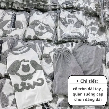 Bộ đồ nữ dài tay logo cún cute mix quần xám xuông - Xinh, giảm còn 279.000đ | SaYa Shop 3