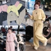 Bộ Đồ Nữ Len Thỏ Mickey Áo Dài Tay Lỡ Dây Rút Gấu và Quần Dài Ống Rộng Bo Chun