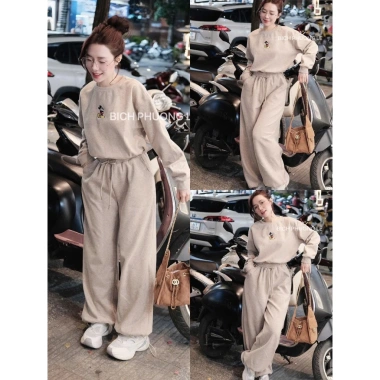 Bộ Đồ Nữ Len Thỏ Mickey Áo Dài Tay Lỡ Dây Rút Gấu và Quần Dài Ống Rộng Bo Chun 6 Bộ Đồ Nữ Len Thỏ Mickey Áo Dài Tay Lỡ Dây Rút Gấu và Quần Dài Ống Rộng Bo Chun 6