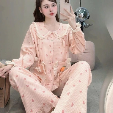 Bộ đồ Nữ mặc nhà cổ sen Thỏ Carot vân mây cao cấp DD66 Sammy - Xinh xắn, giá chỉ 189k