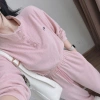 Bộ đồ nữ mặc nhà thu đông màu hồng, cổ nút thun lạnh mềm mát, quần dài bo ống rộng 3
