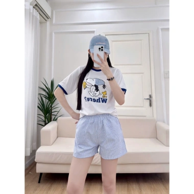 Bộ Đồ Nữ Ngắn MENINA In Hình Thời Trang - Mặc Nhà, Đi Chơi Giá 190k (Giảm từ 245k)