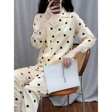 Bộ đồ Pijama ALADY hoa chấm bi lụa Latin mềm mại, nhẹ nhàng, quý phái 340.000₫ 5