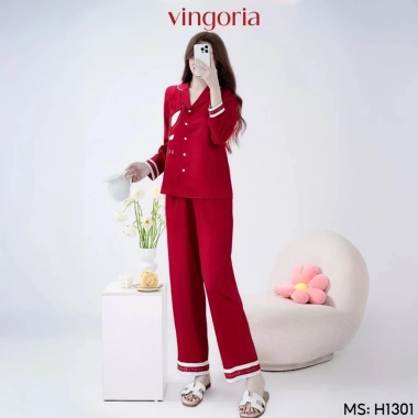 Bộ đồ pijama lụa nữ VINGO VINGORIA tay dài mùa thu - Giá 575.000đ