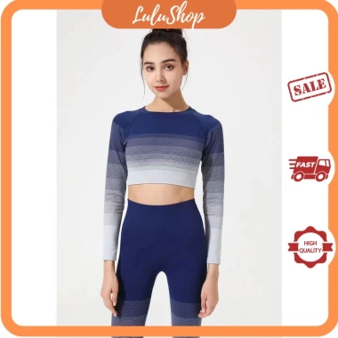 Bộ Đồ Thể Thao Áo Croptop Nữ Dài Tay Dệt Kim Co Giãn, Ôm Dáng Nâng Mông, Thấm Hút Mồ Hôi - Giảm Giá 305k 4