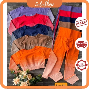 Bộ Đồ Thể Thao Áo Croptop Nữ Dài Tay Dệt Kim Co Giãn, Ôm Dáng Nâng Mông, Thấm Hút Mồ Hôi - Giảm Giá 305k 8