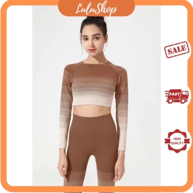 Bộ Đồ Thể Thao Áo Croptop Nữ Dài Tay Dệt Kim Co Giãn, Ôm Dáng Nâng Mông, Thấm Hút Mồ Hôi - Giảm Giá 305k 10