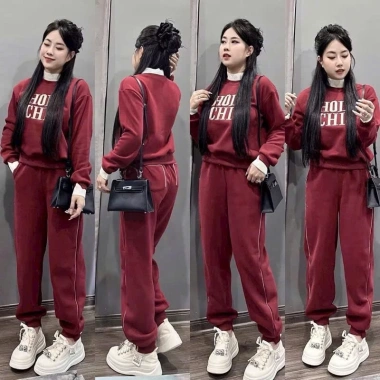 Bộ đồ thể thao nữ thu đông nỉ da cá cao cấp in chữ - Set mặc nhà, đi chơi, giữ ấm, năng động cá tính 304.000 VND 3