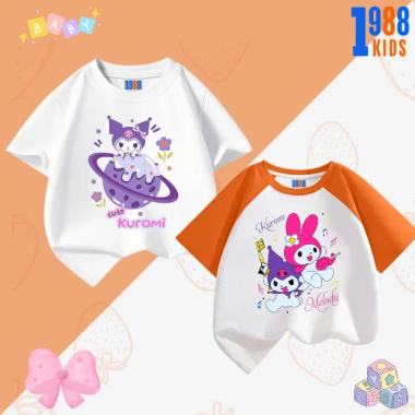 Bộ đồ thun bé gái Kuromi & Mylody - Áo cotton + quần thun 15‑40kg, giảm còn 90.000₫