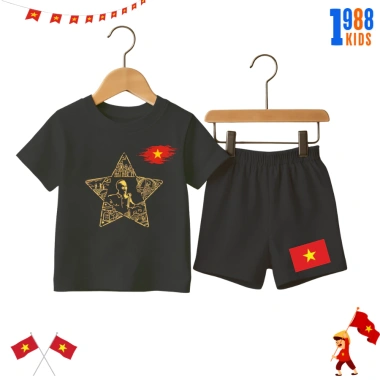 Bộ đồ thun bé trai 15-40kg in hình Cờ Việt Nam, Cờ đỏ sao vàng - Kỷ niệm Quốc khánh 2/9, giảm giá 169k