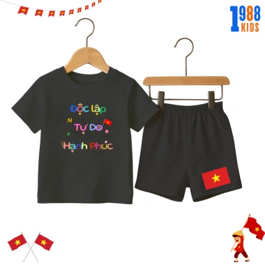 Bộ đồ thun bé trai 15-40kg in hình Cờ Việt Nam, Cờ đỏ sao vàng - Kỷ niệm Quốc khánh 2/9, giảm giá 169k