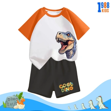 Bộ đồ thun bé trai in khủng long vui nhộn, cộc tay size 15-40kg, cotton 4 chiều thấm mồ hôi, giá 169.000 đồng