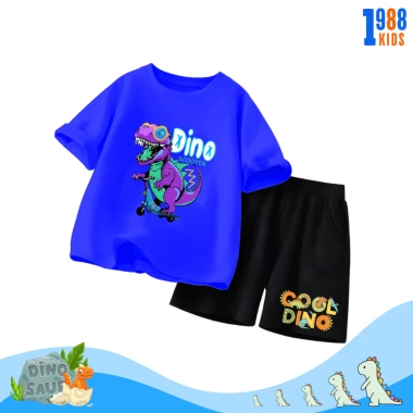 Bộ đồ thun bé trai in khủng long vui nhộn, cộc tay size 15-40kg, cotton 4 chiều thấm mồ hôi, giá 169.000 đồng