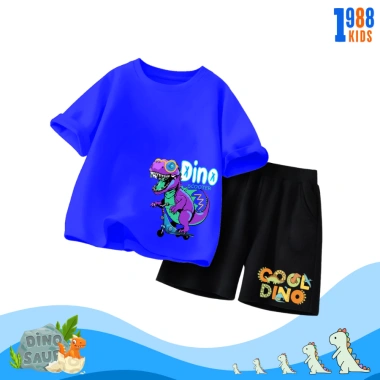 Bộ đồ thun bé trai in khủng long vui nhộn, cộc tay size 15-40kg, cotton 4 chiều thấm mồ hôi, giá 169.000 đồng